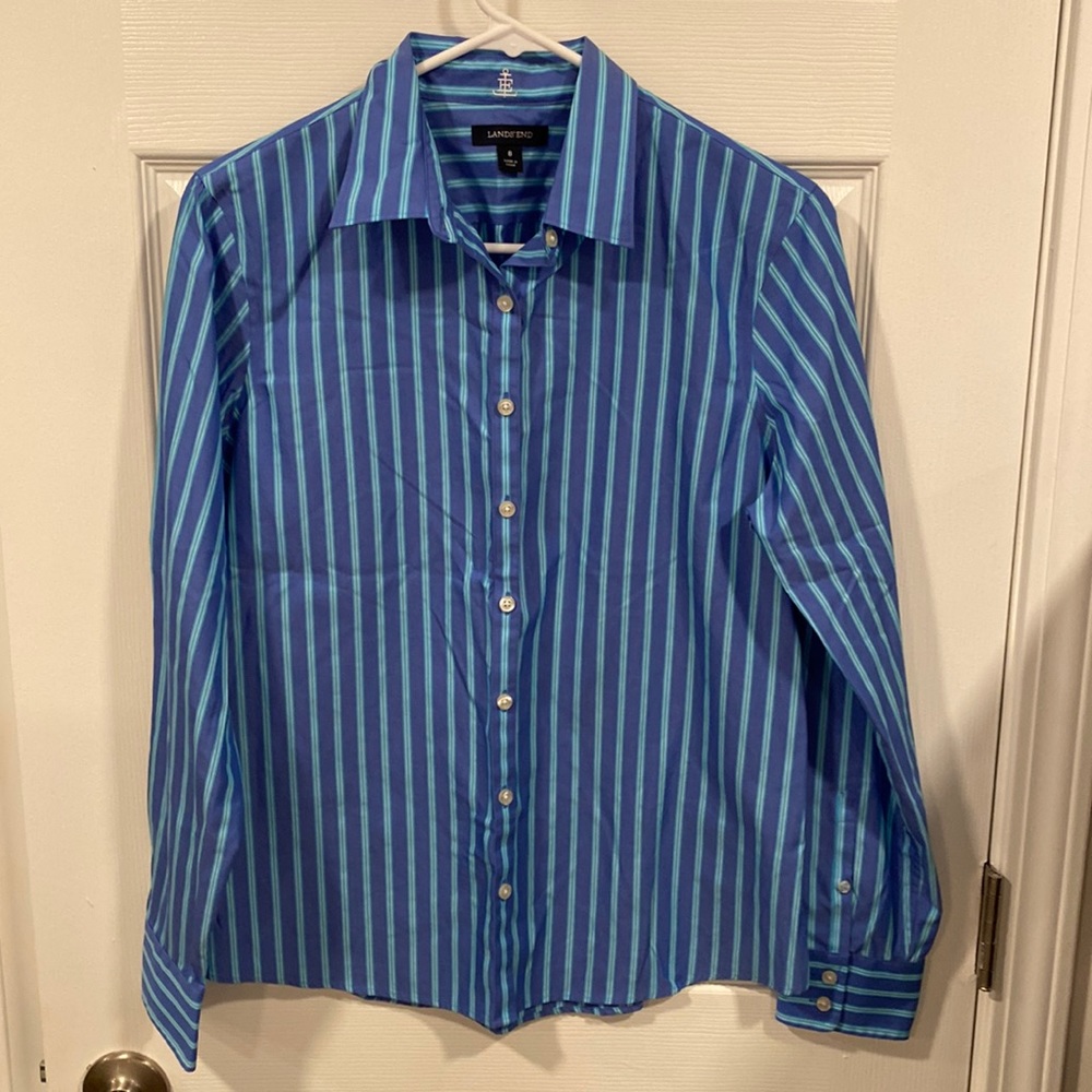Blue pin stripe button down
